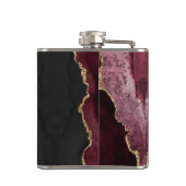 Chic Burgundy Gold Glitter Agate Custom Monogram Heupfles (Achterkant)