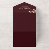 Chic Burgundy Gold Greenery QR Code RSVP Wedding  All In One Uitnodiging (Buitenkant)
