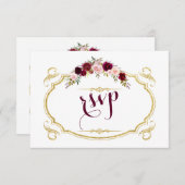 Chic Burgundy Marsala Floral Fall Wedding RSVP (Voorkant / Achterkant)