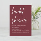 Chic Burgundy Modern Bridal Shower Invitation  (Debout devant)