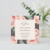 Chic Burgundy  Pink Rose Floral Wedding Kaart (Staand voorkant)