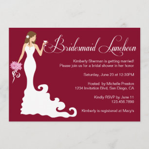 Chic Burgundy Posh Bridesmaid Luncheon Kaart