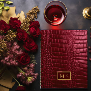 Chic Burgundy Red Faux Crocodile Business