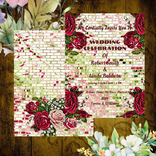 Chic Burgundy Red Rustic Roos, gepersonaliseerd Kaart