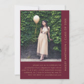 Chic Burgundy Two Photo Graduparty Kaart (Voorkant)