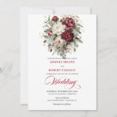 Chic Burgundy White Eucalyptus Wedding Invitation (Devant)