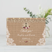 Chic Burlap Lace Lights Mariage Merci (Debout devant)