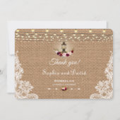 Chic Burlap Lace Lights Mariage Merci (Devant)