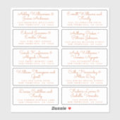 Chic Burnt Orange Calligraphie Étiquettes de adres (Feuille)