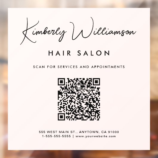 Chic Business handtekening script QR-code roze Raamsticker (Vel 2)