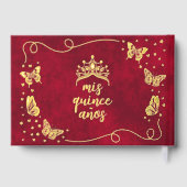 Chic Butterfly Gold Red Quinceañera Mis Quince (Verso)
