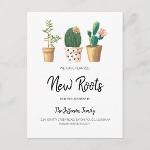 Chic Cactus Planed New Roots Moved Moving Aankondigingskaart