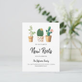 Chic Cactus Planed New Roots Moved Moving Aankondigingskaart (Staand voorkant)