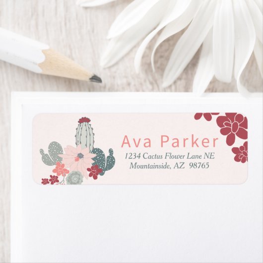 Chic Cactus Succulent Étiquette rose (En situation)