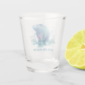 Chic Cadeau Aquarelle Bleu Hippo - Verre (Dos)
