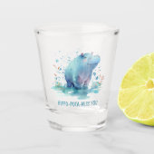Chic Cadeau Aquarelle Bleu Hippo - Verre (Devant)