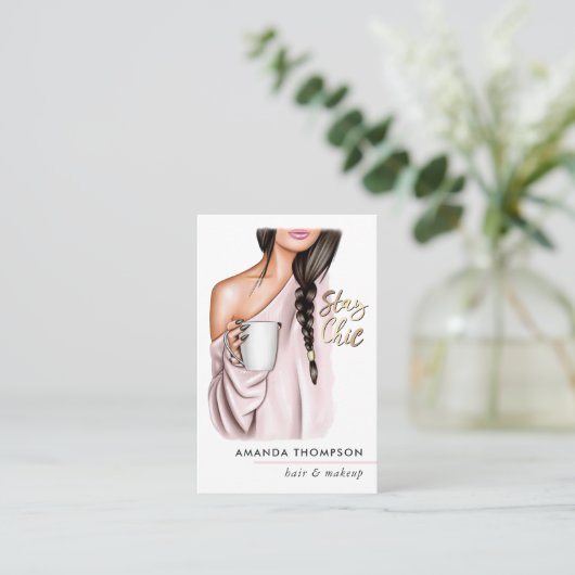 Chic Café Beauté Carte de visite de mode (Debout devant)