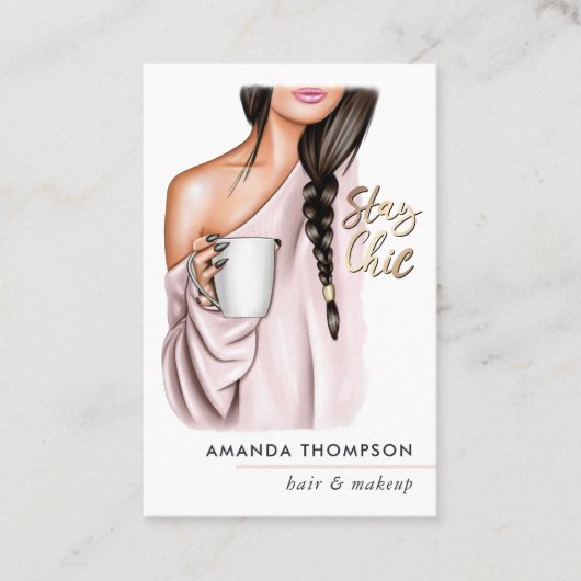 Chic Café Beauté Carte de visite de mode (Devant)