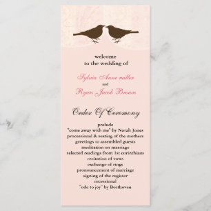 Chic cage d'oiseau rose, programmes de mariage ins