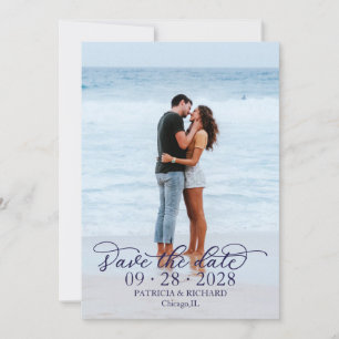 Chic Calligrafie Foto Save The Date Kaart