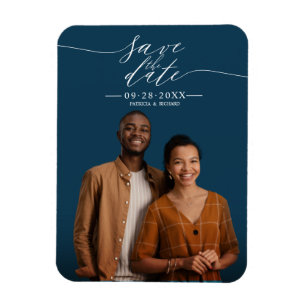 Chic Calligrafie Huwelijk Save The Date Foto Magneet