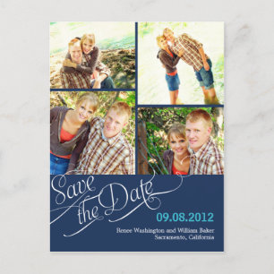 Chic Calligrafie Save the Date Briefkaart - Navy