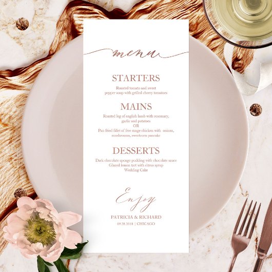 Chic Calligraphie 4x9 Mariage Carte Menu Pour Plaq