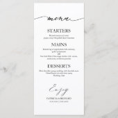 Chic Calligraphie 4x9 Mariage Carte Menu Pour Plaq (Devant)