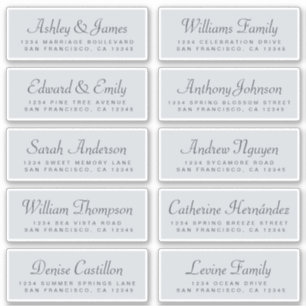 Chic Calligraphie Bleu Mariage Étiquettes de adres