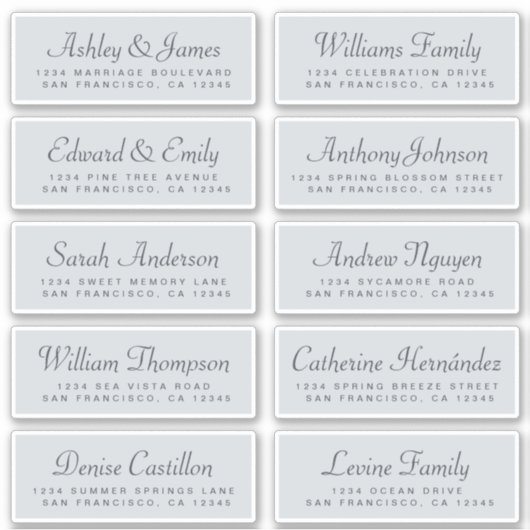 Chic Calligraphie Bleu Mariage Étiquettes de adres (Devant)