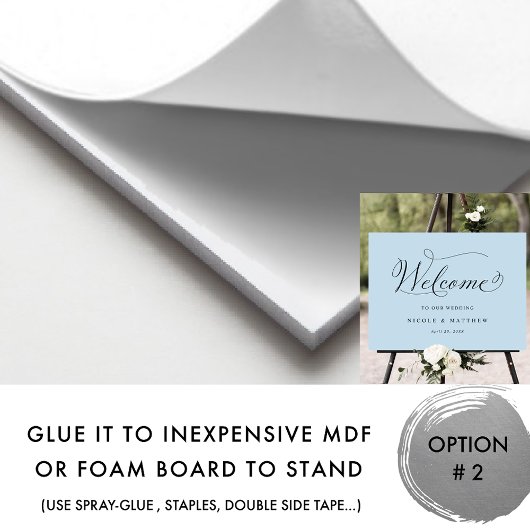 Chic Calligraphie Dusty Blue Mariage Affiche de bi