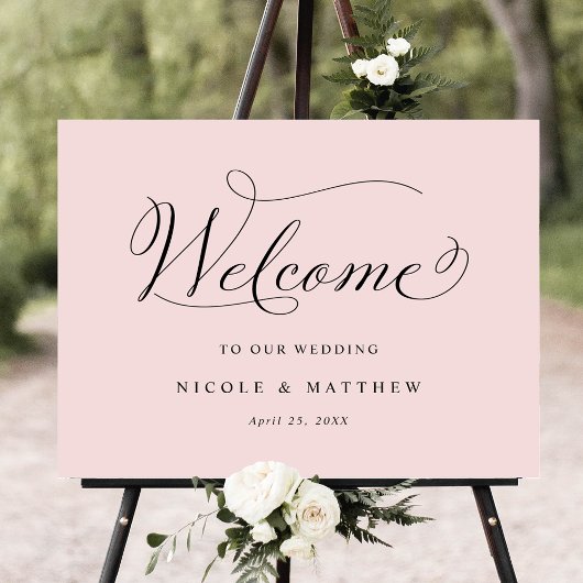 Chic Calligraphie Dusty Rose Affiche de bienvenue 