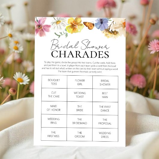 Chic Calligraphie Fête des mariées Charades Carte 