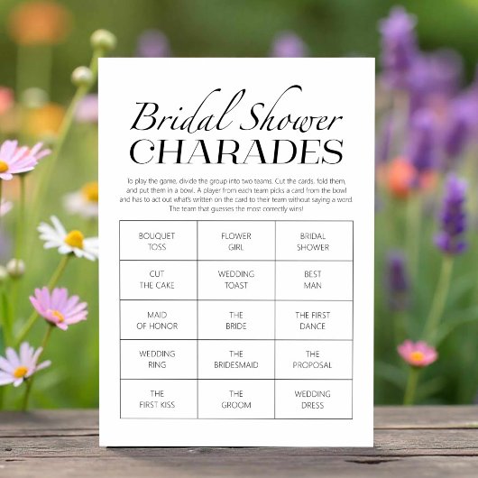 Chic Calligraphie Fête des mariées Charades Carte