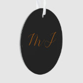 Chic calligraphie gris orange monogramme nom initi (devant)