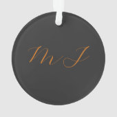 Chic calligraphie gris orange monogramme nom initi (dos)