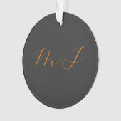 Chic calligraphie gris orange monogramme nom initi (devant)