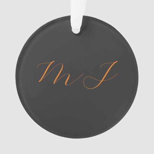 Chic calligraphie gris orange monogramme nom initi (devant)