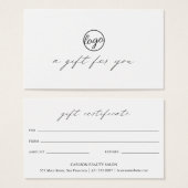 Chic Calligraphie Logo Certificat Cadeau d'affaire (Devant & derrière)