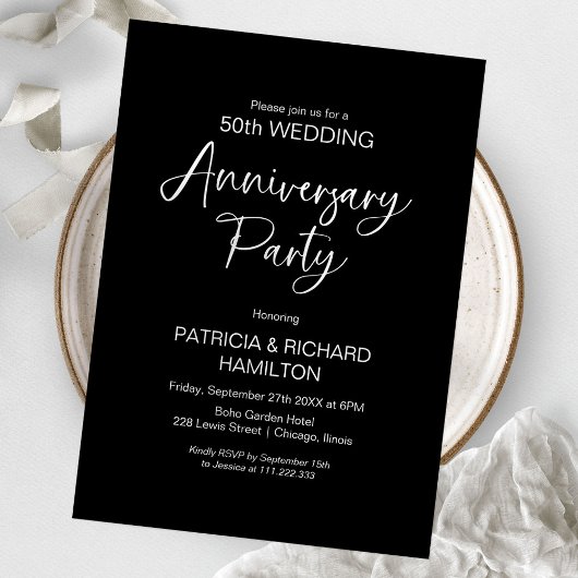 Chic calligraphie mariage anniversaire invitations