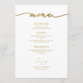 Chic Calligraphie Mariage Carte Menu Pour Plaque (Devant)