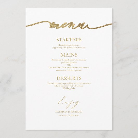Chic Calligraphie Mariage Carte Menu Pour Plaque (Devant)