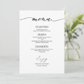 Chic Calligraphie Mariage Carte Menu Pour Plaque (Debout devant)