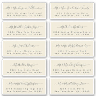 Chic Calligraphie Mariage Étiquettes de adresse in