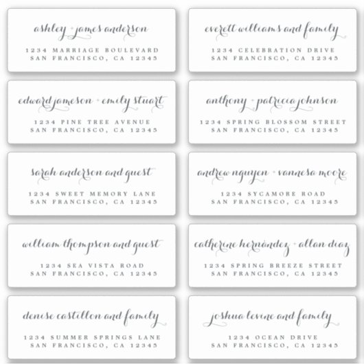 Chic Calligraphie Mariage Étiquettes de adresse in (Devant)