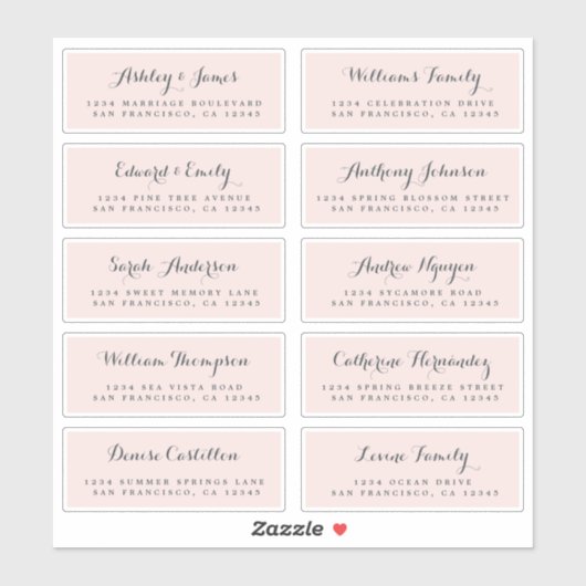 Chic Calligraphie Mariage Étiquettes de adresse in (Feuille)