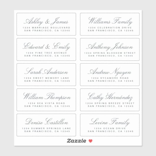 Chic Calligraphie Mariage Étiquettes de adresse in (Feuille)