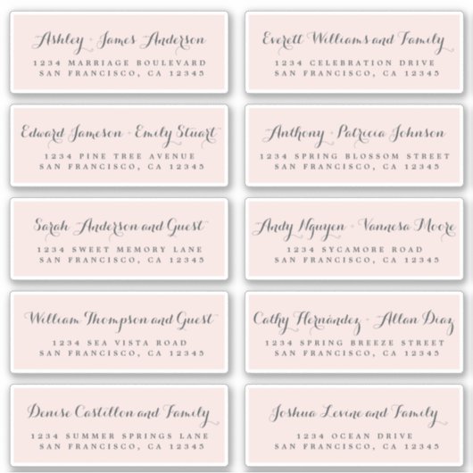 Chic Calligraphie Mariage Étiquettes de adresse in (Devant)