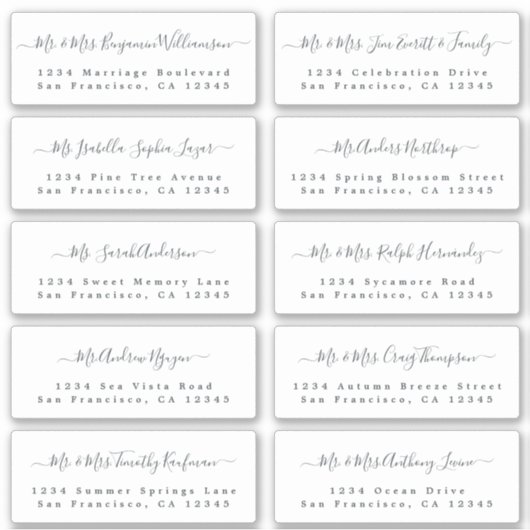 Chic Calligraphie Mariage Étiquettes de adresse in (Devant)