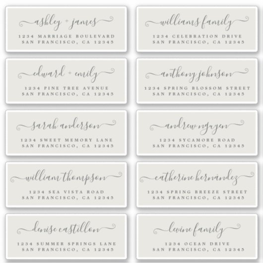 Chic Calligraphie Mariage Étiquettes de adresse in (Devant)